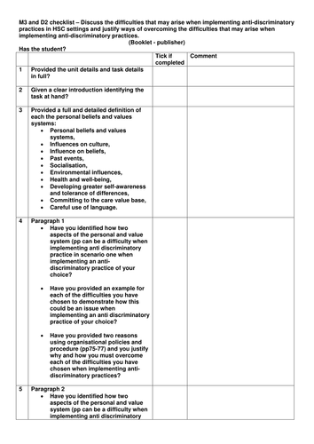 Unit 2: Level 3 Health and Social Care 