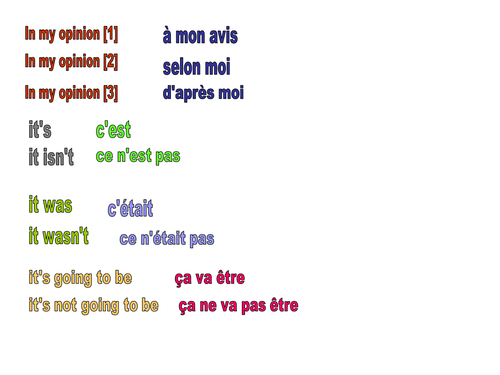 French vocab booster on opinions and adjectives