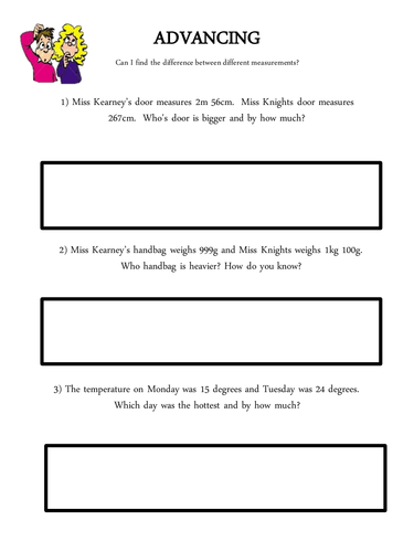 Advancing and Deep Measures Tasks year 2 (mastery in maths)