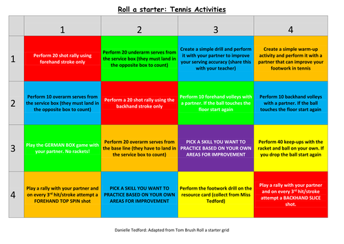 PE Roll a practical starter and Roll a homework grids (Rounders and Tennis) Athletics Coming Soon!!