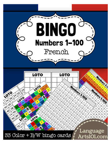 French Bingo Numbers 1-100