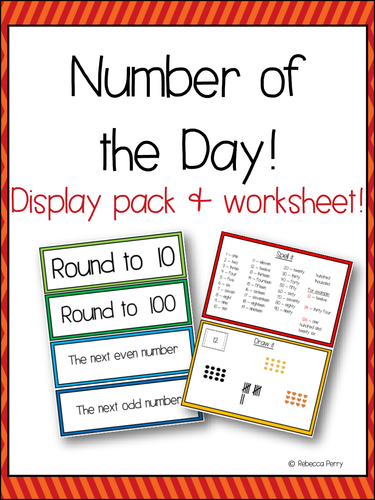 Number of the Day! Resource Pack, Prompt Cards & Worksheet! Classroom Routines!