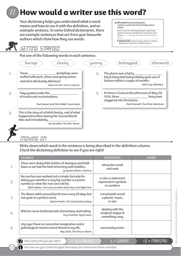 oxford english dictionary for schools language and literature worksheets pdf teaching resources