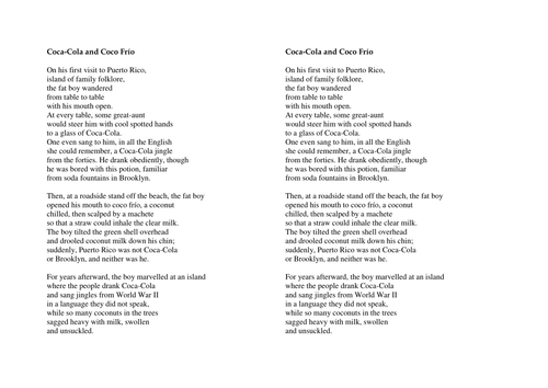 Coca Cola Coco Frio Poetry Analysis