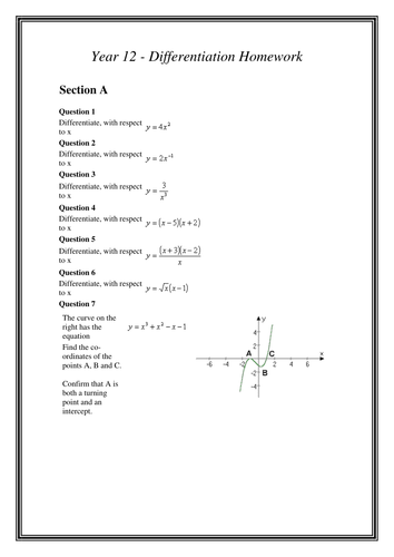 Differenciation - C1/C2 Worksheet