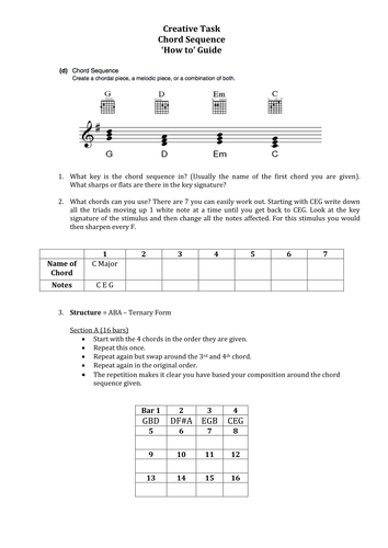 OCR GCSE Music Creative Task - Student 'How to' Guides - All 3 sets of Stimuli