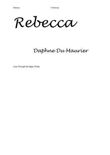 Rebecca activity booklet for AQA English Literature A level NEW SPECIFICATION 