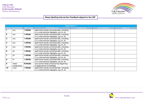 Intervention Feedback aligned to the LNF