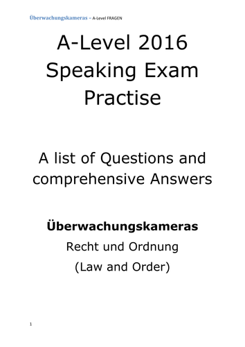 A2 German Speaking Test Questions and Answers - Überwachungskameras - LAW AND ORDER