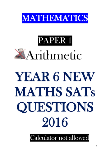 KS2 2016 SATs MATHs PAPERS  in the pack