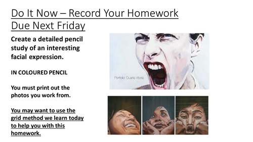 The Grid Method - Art Portraiture Lesson - KS4 GCSE Assessment Objectives - Examples and Worksheets