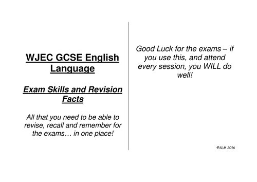 WJEC English Language Revision Cards