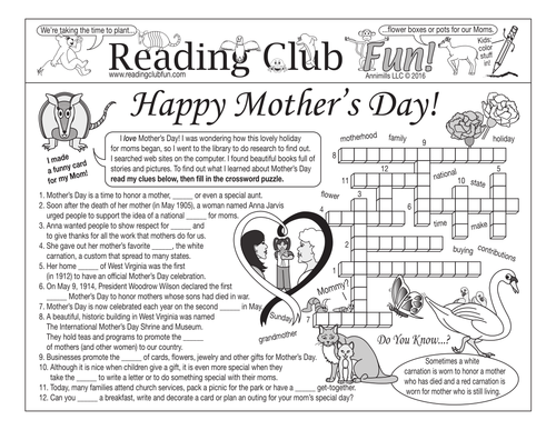 Happy Mother's Day Two-Page Activity Set