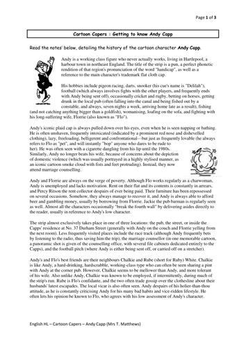 Cartoon Capers - getting to know comic characters