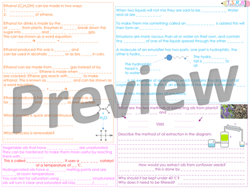 C1 Ethanol, Oils, Emulsions Revision Mat