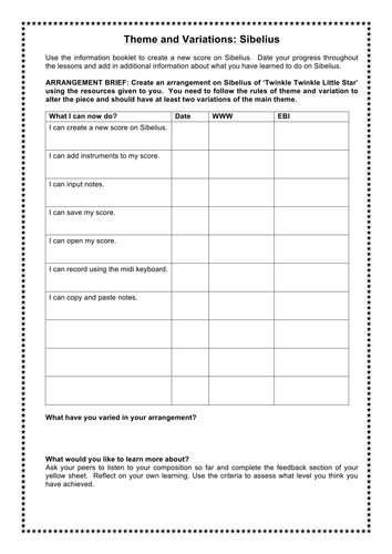 KS3 Music Theme and Variation Scheme of Work