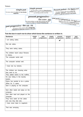 Key Stage 2 Grammar: Tenses (past/present progressive, past/present