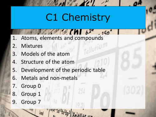 AQA 9-1 Chemistry - Lesson 1 -  Atoms, elements and compounds (100 minutes)