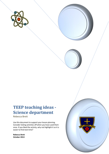 List (8 pages) of TEEP lesson cycle Science teaching ideas 