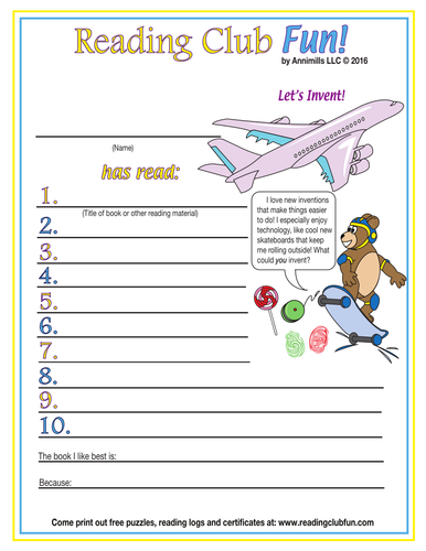 Inventions and Inventors Reading Log and Certificate Set