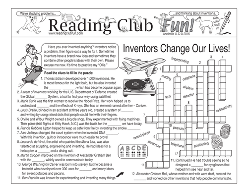 Bundle: Inventions and Inventors Two-Page Activity Set and Crossword Puzzle