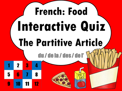 French Interactive Quiz: Food du/de la/des/de l'