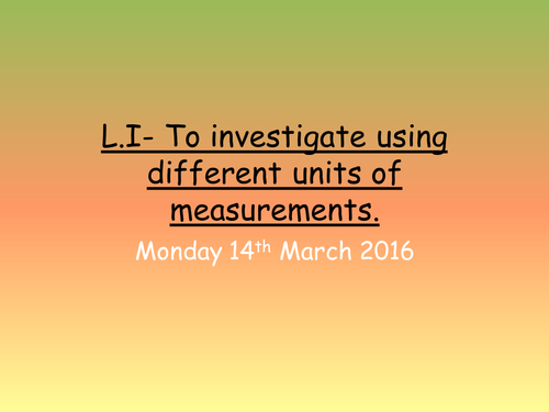 Measurements Investigation questions