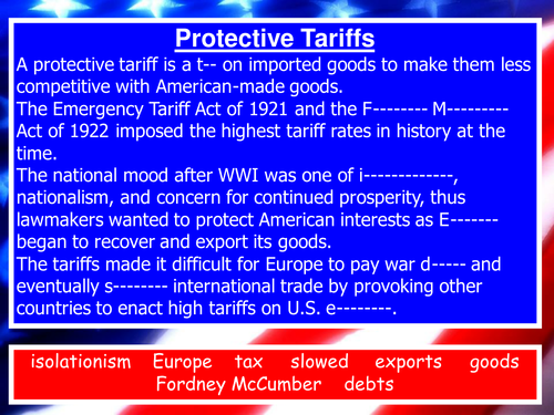1920s USA Tariffs