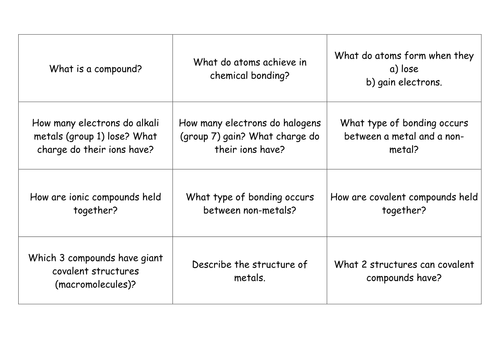 AQA C2 Question Cards and Answers