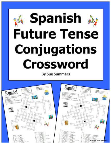 Spanish Future Tense 30 Conjugations Crossword Puzzle 