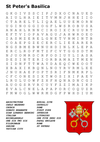 St Peter's Basilica Word Search
