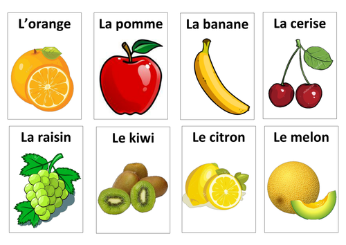 French food flashcards with pictures