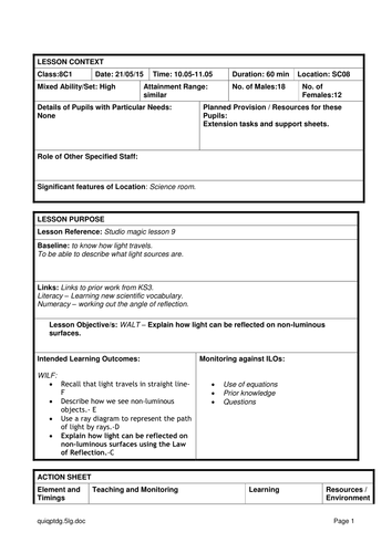 Reflection KS3 Updated