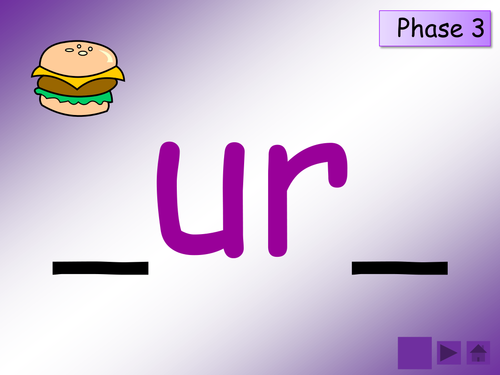 Phase 3: 'ur' sound [as in surf, urgent]: table/group cards, activities and presentation 