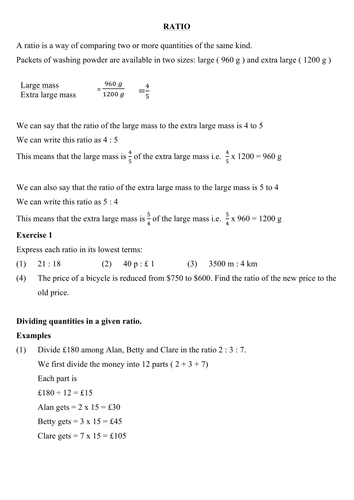 Ratio | Teaching Resources