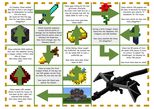 Addition and Subtraction - Word Problems Game (designed for Year 4)