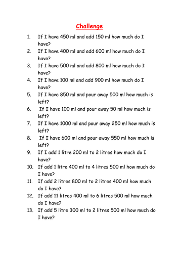 Converting measurements  -  Upper ks2