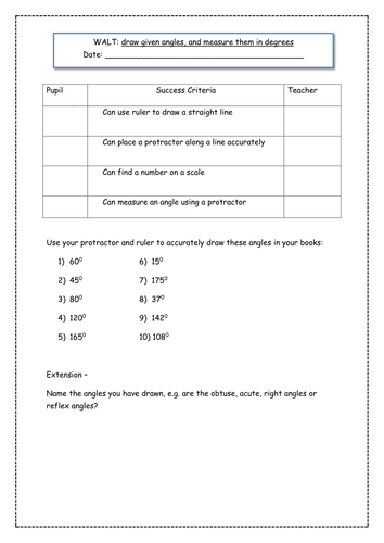 Drawing Angles Teaching Resources