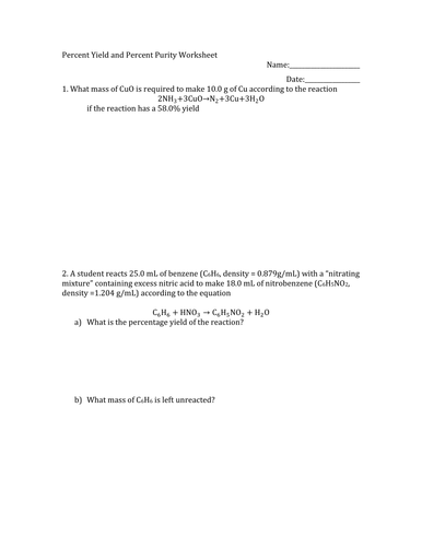 Percent Yield by CK-12 - Teaching Resources - TES