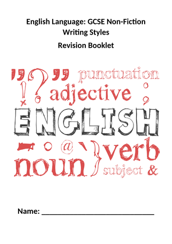 GCSE English Language Writing Styles Revision Booklet