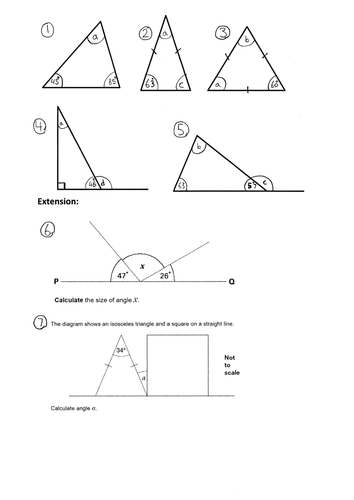 KS2 - Angles - triangles - exterior interiror angles - Year 5 6 by