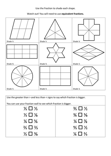 equivalent fractions of shapes teaching resources