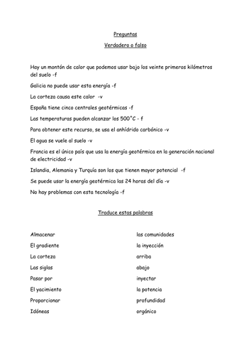 AQA A2 Level Spanish - Geothermal Energy 