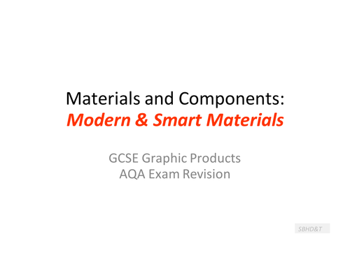 Smart Materials lesson plan Graphics Product AQA with answers