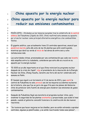 AQA A2 Level Spanish - Nuclear Energy 
