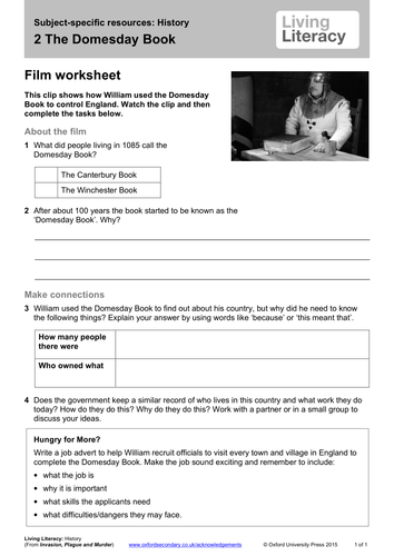 living literacy history worksheet the domesday book pdf