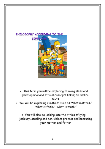 Unit of Work on Philosophy and the Simpsons