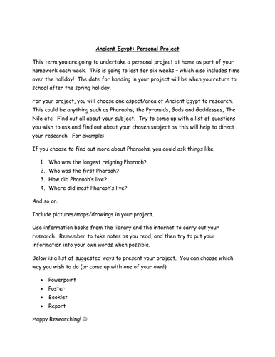 Egypt Topic Planner and accompanying worksheets - First Level