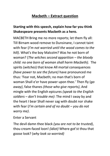 AQA New Spec: Macbeth extract question + plan by 