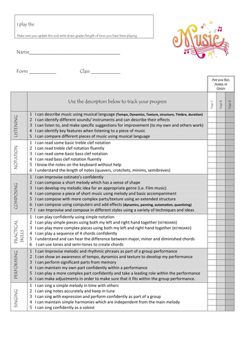 Key Stage 3 Music progress tracker